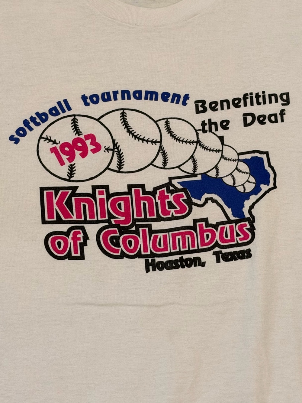 Vintage Knights of Columbus Single Stitch 90s Shirt Texas Softball Tournament Lg